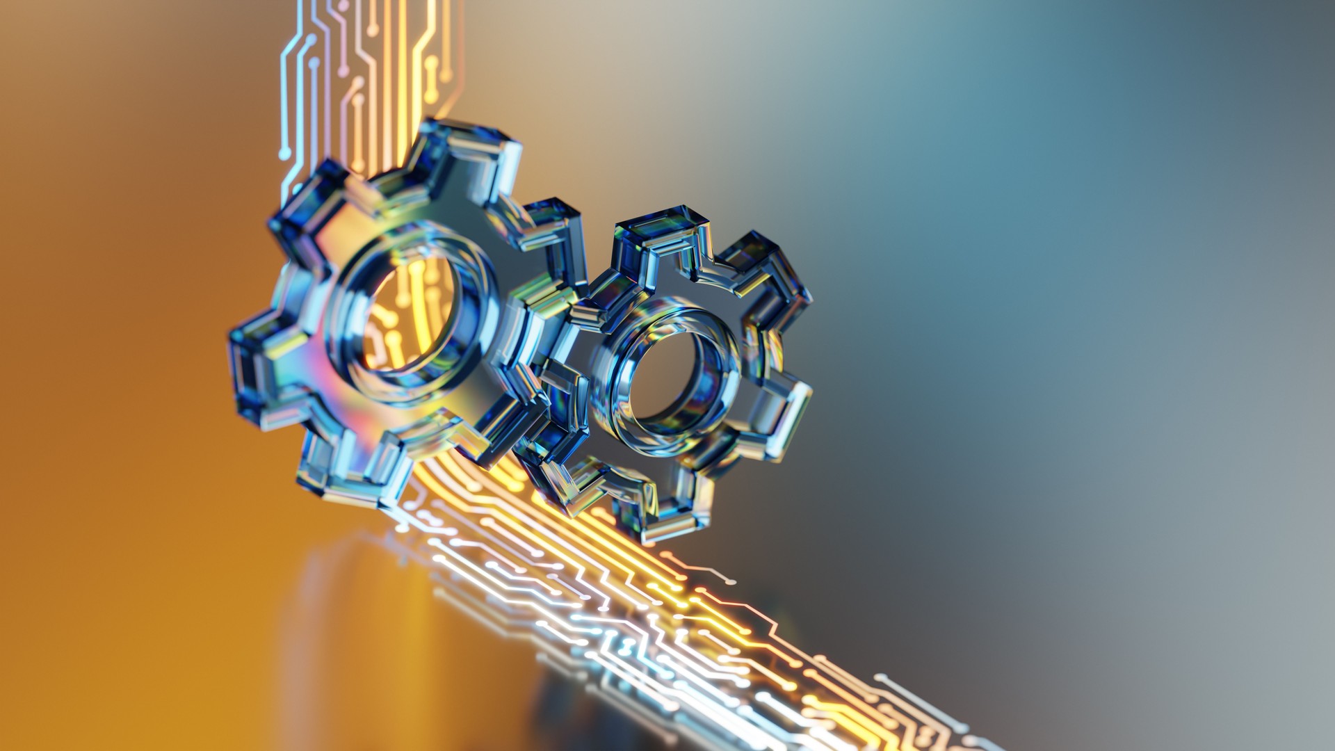 Digital Gears Representing Technology and Innovation in a High-Tech Environment